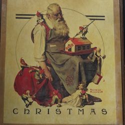 Norman Rockwell 25x28 Santa's Helpers -oil On Canvas