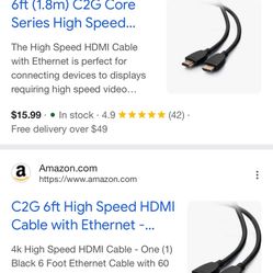 High-Speed HDMI Cables Available – 6ft, $12 Each