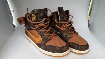 Off-White x Louis Vuitton x Air Jordan 1 High Monogram Sneakers Rare Collab