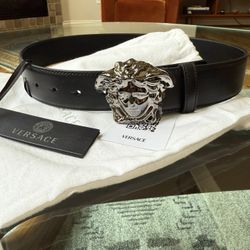 LA MEDUSA LEATHER BELT 4 CM Black