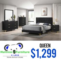 Kendall 5-Piece Queen Bedroom Set Black