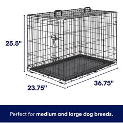 Black wire metal Dog Crate Size: M/L: 36-in L x 23-in W x 25-in H