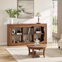 Wavy Wood Console Table / Bookshelf