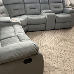 New Fabric Recliner Sectional Couch / Free Delivery 