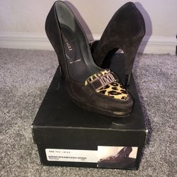 NEW - size 7/37 BRUNO MAGLI Suede & Calf Hair Gold Tips