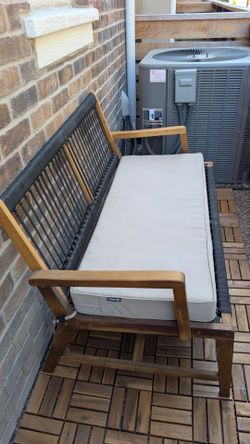 Acacia Wood Rope Bench Loveseat Outdoor  Bench