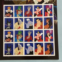 Walt Disney Villains Sheet of 20 Forever Postage Stamps Scott 5222