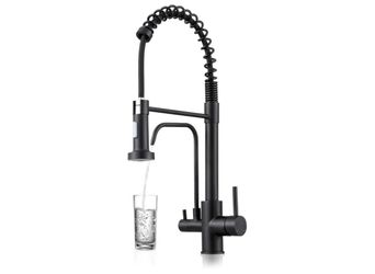 7139: New 3-Way Kitchen Faucet, Pull Down 3-in-1 Kitchen Faucet with Filter Faucets, Sink Faucet for Ro System, Drinking Water Tap, Matte Black (Witho