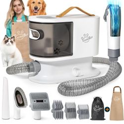 Dog Grooming Vacuum, Dog Grooming Kit 12kPa Suction Hair Remover Low Noise Pet Brush Vacuum Collects 99% Hair, 2L Dust Cup, 5 Proven Grooming Tools fo