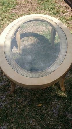 Oval white wood center table