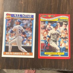 2 Ken Griffey Jr Cards One A Rookie And The Other Is A Topps 40 Years Of Baseball