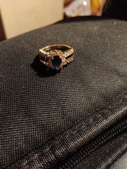 Sterling silver gold plated gem stone ring size 9