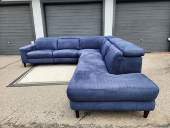 Living Spaces Blue Electric Recliner Sectional Couch