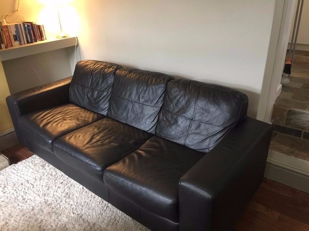 Ikea vimle black leather sofa very nice and modern - Will Deliver