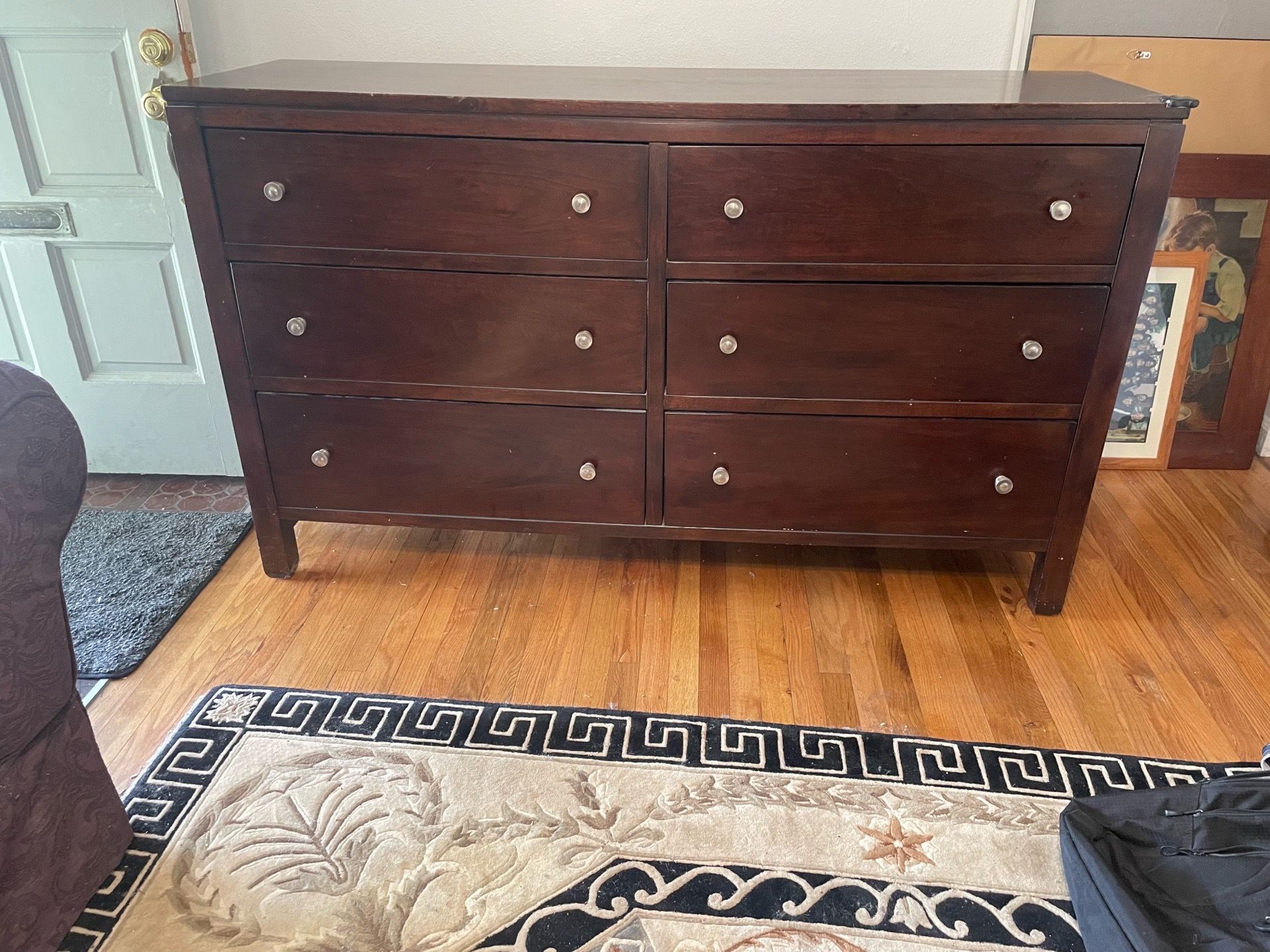Large Dark Wood Dresser – 6 Drawers – Good Condition