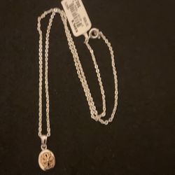 18” Silver Plated Necklace With Silver And Gold Pendant 