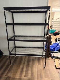 4-Tier Black Wire Shelving Unit Heavy Duty Storage Rack - Good Condition