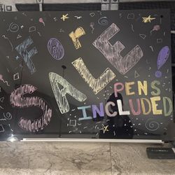 Black Magnetic Glass “Whiteboard”  with Chalk Marker Pens