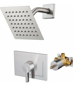 Brand New ~ Shower Kit, Shower Faucet Set with 6-Inch Rain Shower Head, Single-Handle Shower Trim Kit, Brushed Nickel （Valve Included)

