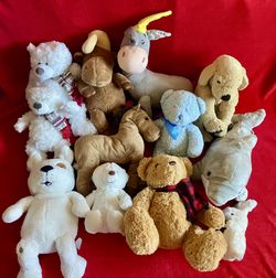 Lot 12 Ganz Aspen White Teddy Bear Plush DOLPHIN SEA WORLD HORSE DOG ‼️ WASHED - SANITIZED ‼️