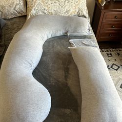 Pharmedoc Pregnancy Pillows, U-Shape Full Body Pillow – Jersey Cover Grey – Pregnancy Pillows for Sleeping – Body Pillows for Adults, Maternity Pillow