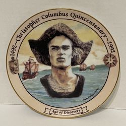  Vintage 1991 Christopher Columbus Plate. Age of Discovery Portrait Collectible.