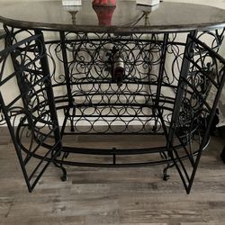 Wrought Iron Wine Rack With Granite Counter Top 