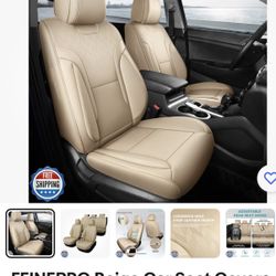 Car Seat Covers Full Set Feinpro Beige  - Breathable Faux Leather Brand new - down from $185-240