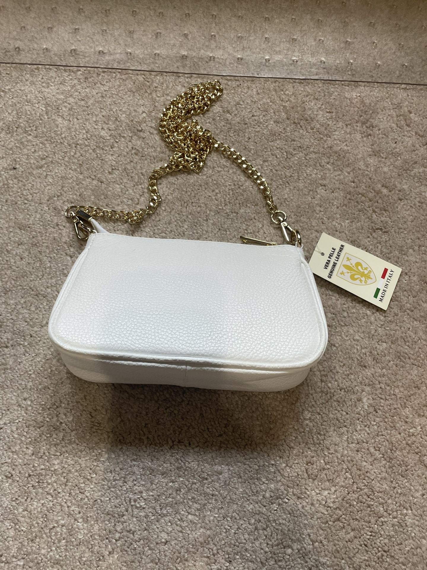 White Leather Purse Made In Italy