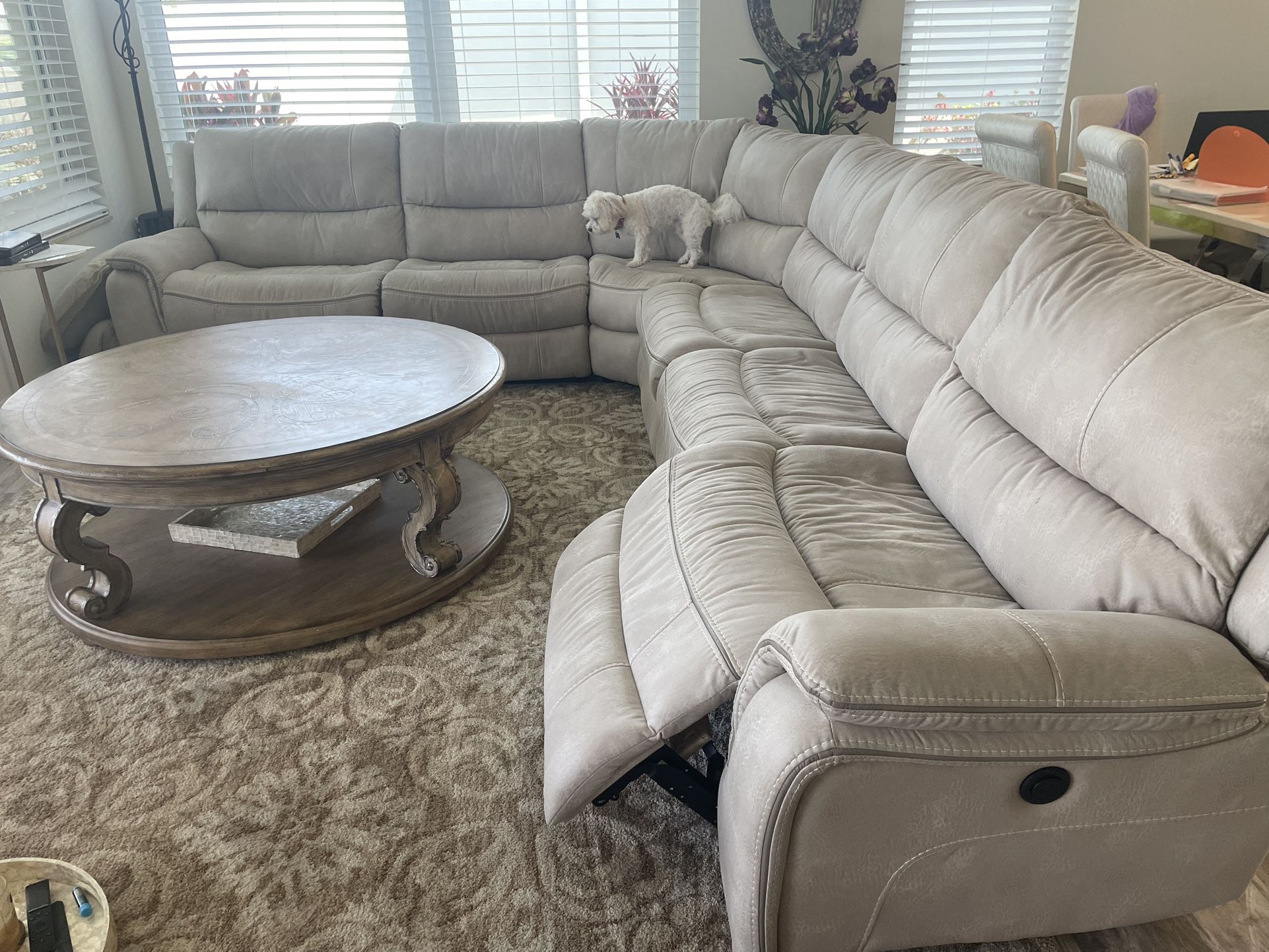 Large Microfiber Sectional W/3 Power Recliners 