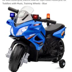 6V Kids Motorcycle, Electric Ride on Toys Police Motorcycle for Toddlers with Music, Training Wheels -orange 