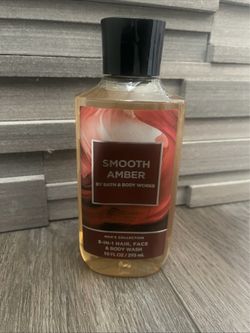 BATH & BODY WORKS SMOOTH AMBER MEN'S 3-IN-1 HAIR FACE BODY WASH 10 FL OZ