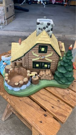 Partylite log cabin gobe fishing T-light candle holder