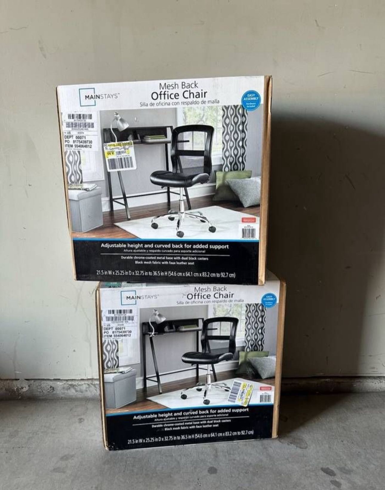 Mainstays Mesh 16.75” Desk Chair w/ Swivel in Black ‼️$60dls For BOTH‼️