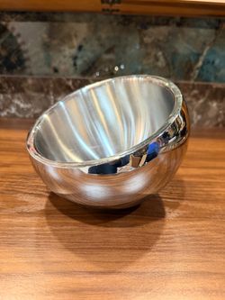 Angled stainless steel bowl