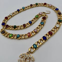 Chanel Vintage 1995 Multicolor Gem Belt