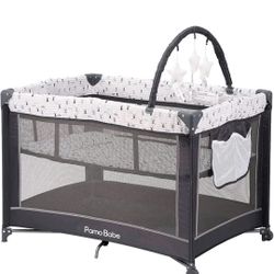 👶 Brand New Pamo Babe Portable Baby Playard / Bassinet with Toy Arch & Carry Bag