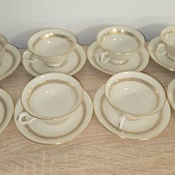 Lenox Imperial Tea Cups Saucers Set 16 Gold Trim USA