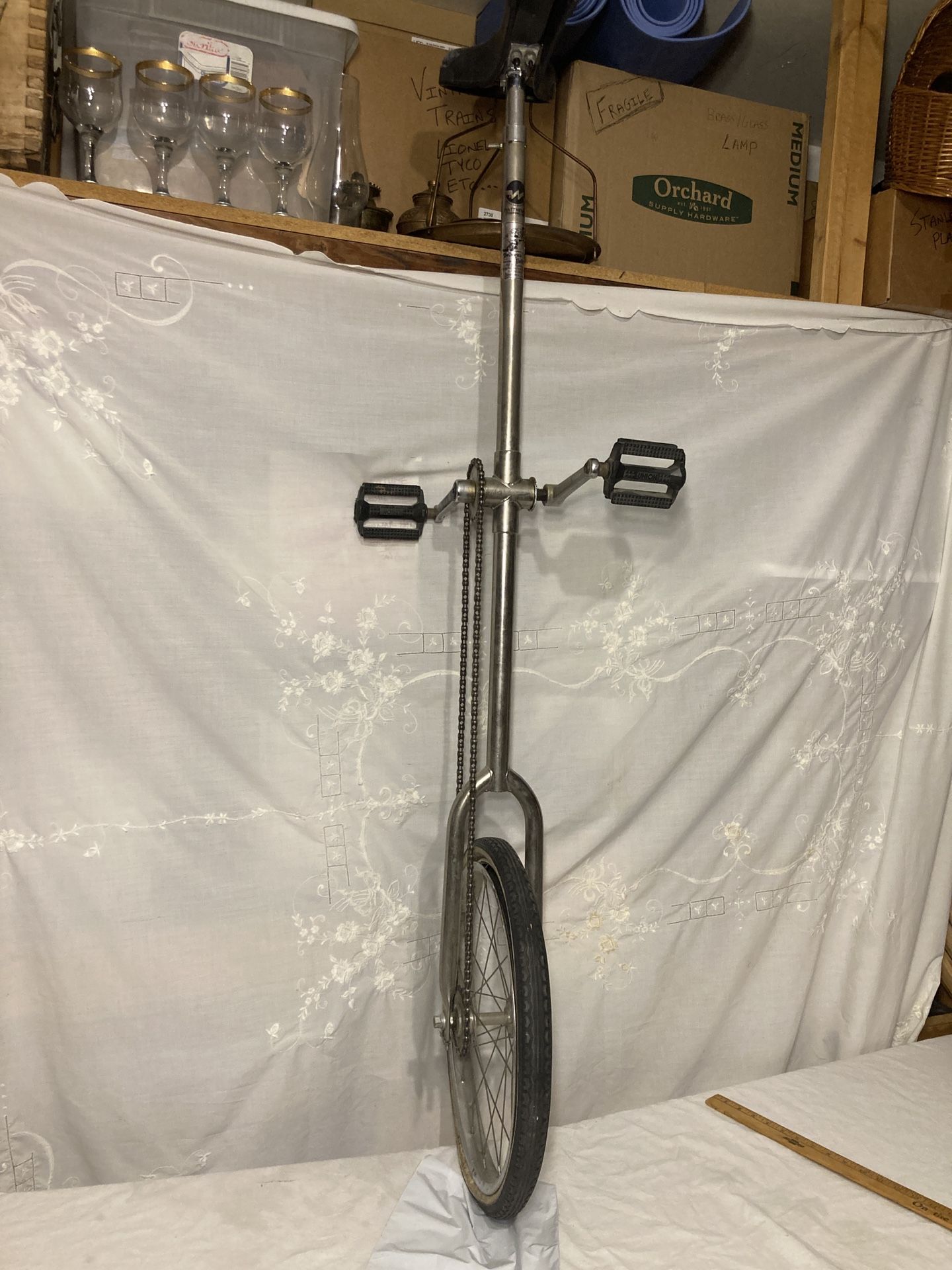 Vintage Tall Unicycle (Made In USA) Chrome 63” Tall for Sale in