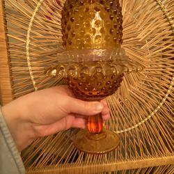 Fenton Amber Pedestal Fairy Lamp