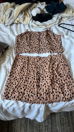 XL Cheetah Print Crop Top and Skirt Set