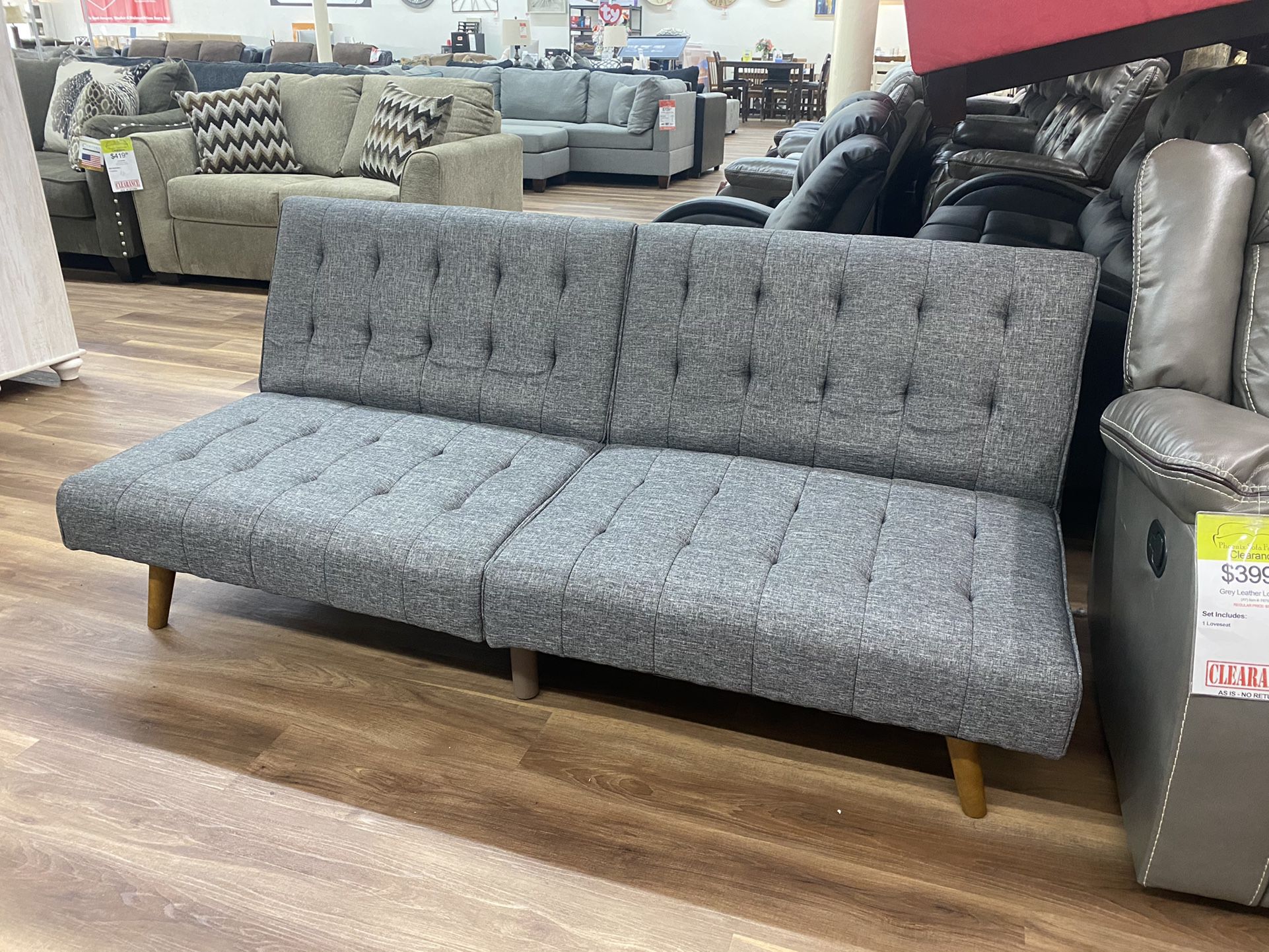 Adjustable Sofa/ Futon In Grey 