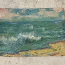 LOUISE KAMP (1(contact info removed)) Incredible c1940s Seascape Oil Painting (Listed, NY.)