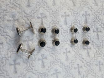 Black Tuxedo Shirt Studs - Black Onyx Tuxedo Stud Set of 8 with cuff links
