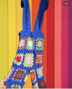 Crocheted Granny Square Overalls