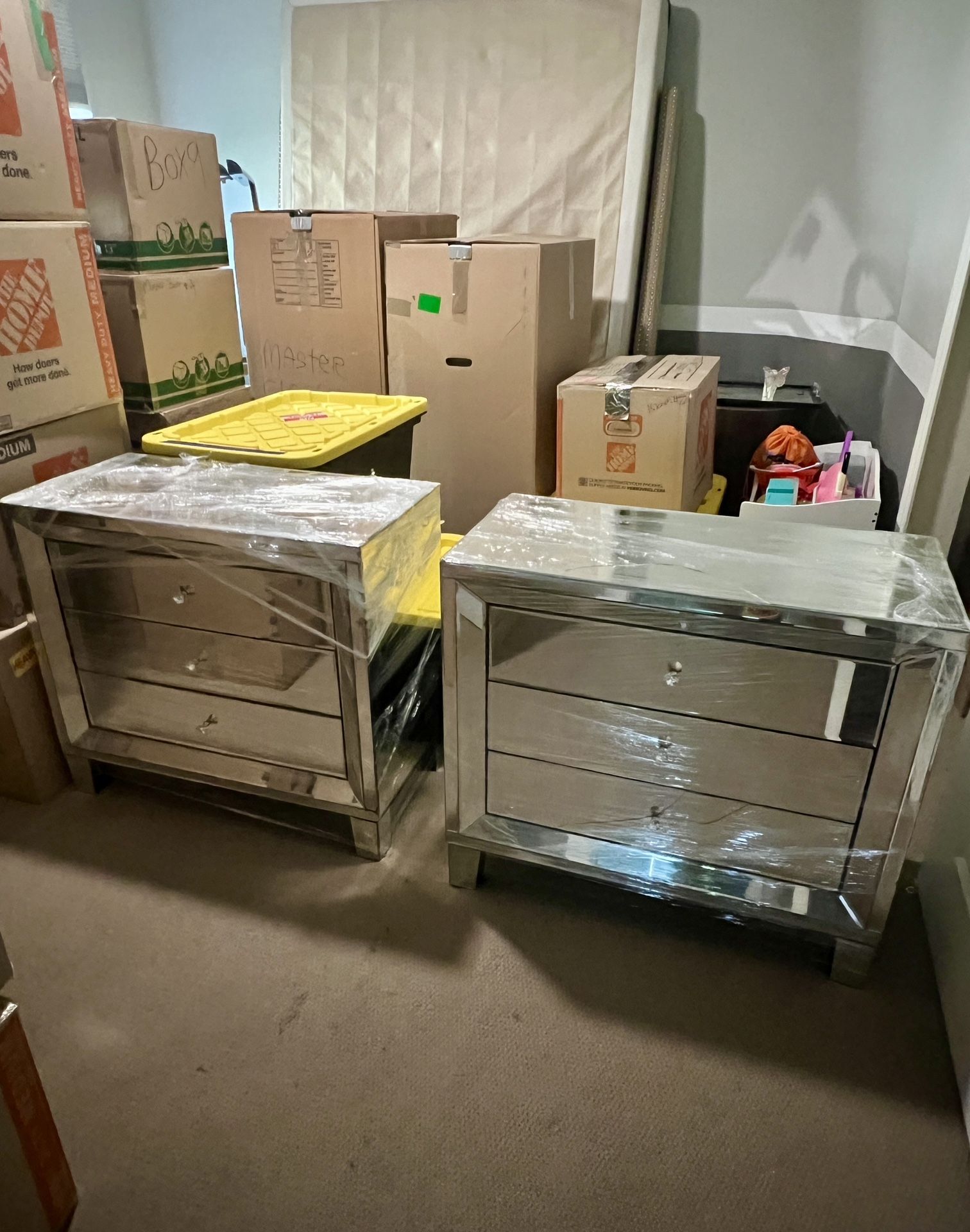 Large mirrored nightstands