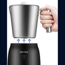 Secura Detachable Milk Frother, 17oz Electric Milk Steamer Stainless Steel, Automatic Hot/Cold Foam and Hot Chocolate Maker with Dishwasher Safe, 120V