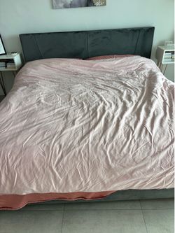 King size bed frame - gray velvet