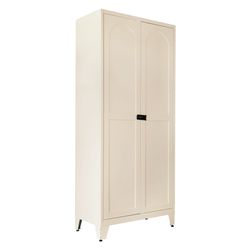 71'' 2 Shapely Door Cabinet With Lock, Metal Storage Cabinet with Doors and Adjustable Shelves, for Kitchen, Bedroom, Living Room(Beige)