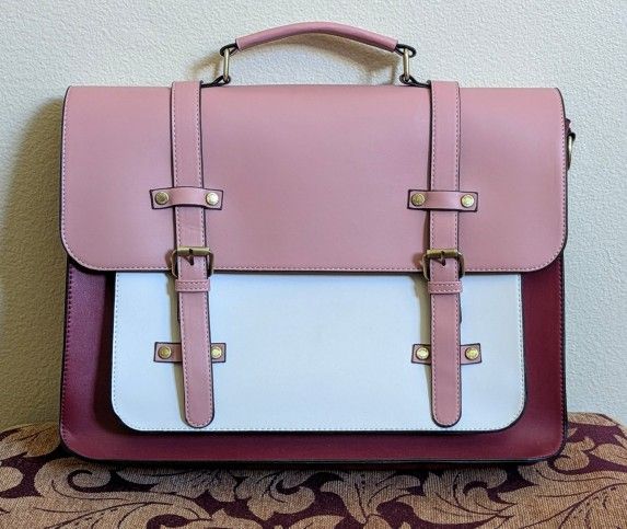 ECOSUSI Pink & White Satchel Laptop Bag